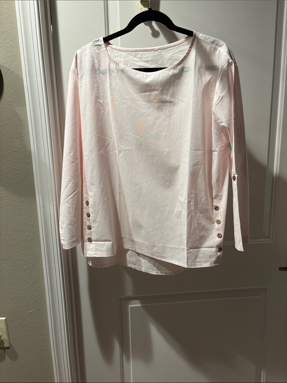Light Pink Button-Accent Women's Long Sleeve Top. Never worn.